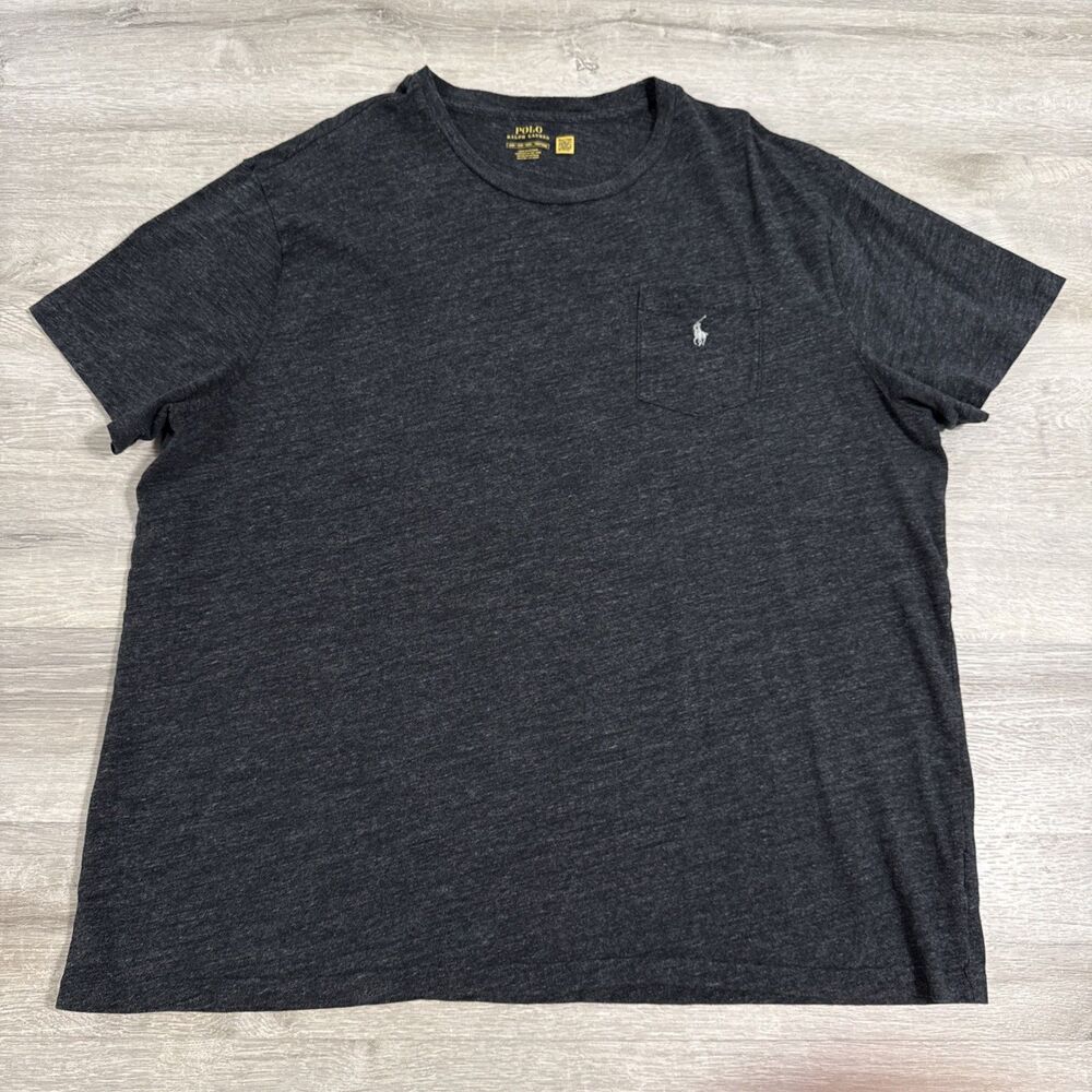 Polo Ralph Lauren Shirt Men’s 2XB Charcoal Heather Cotton Pony Logo Pocket Tee